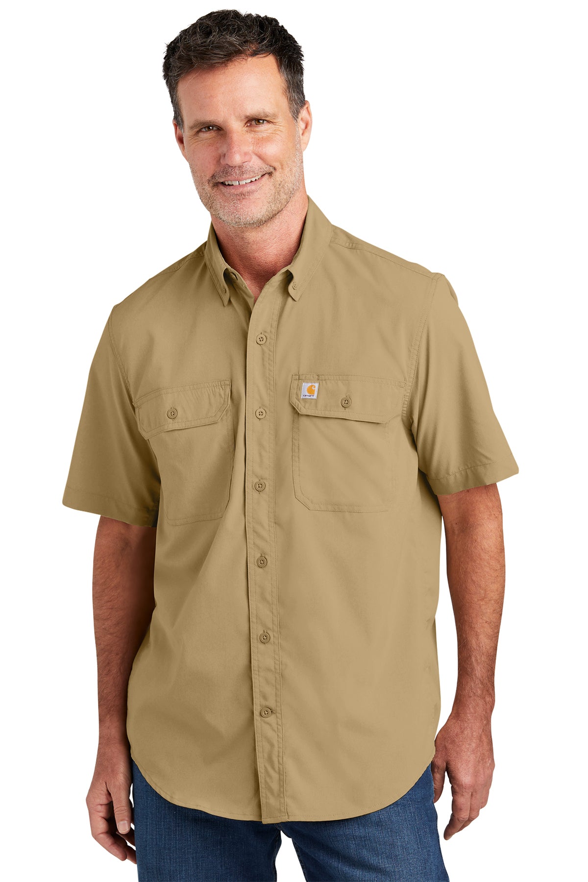 carhartt dress shirts Carhartt Force Ridgefield Solid Short Sleeve Shirt, Men's Asphalt