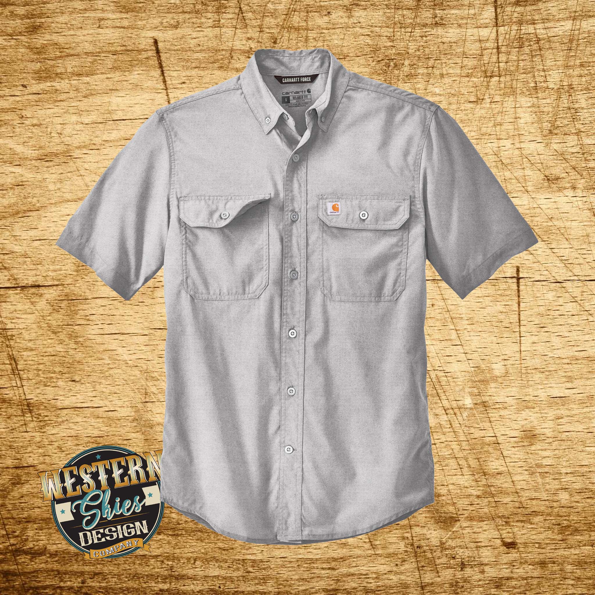 Carhartt Force Ridgefield Solid Short Sleeve Shirt, Men's Asphalt Carhartt Force Ridgefield Solid Short Sleeve Shirt, Men's Asphalt