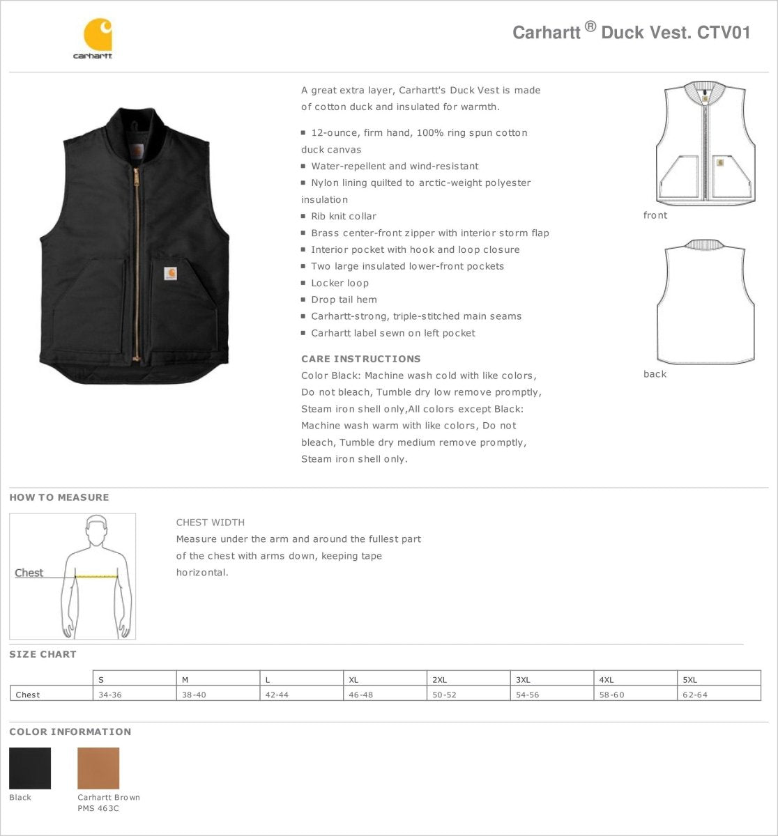Carhartt Original Duck Vest - Western Skies Design Company