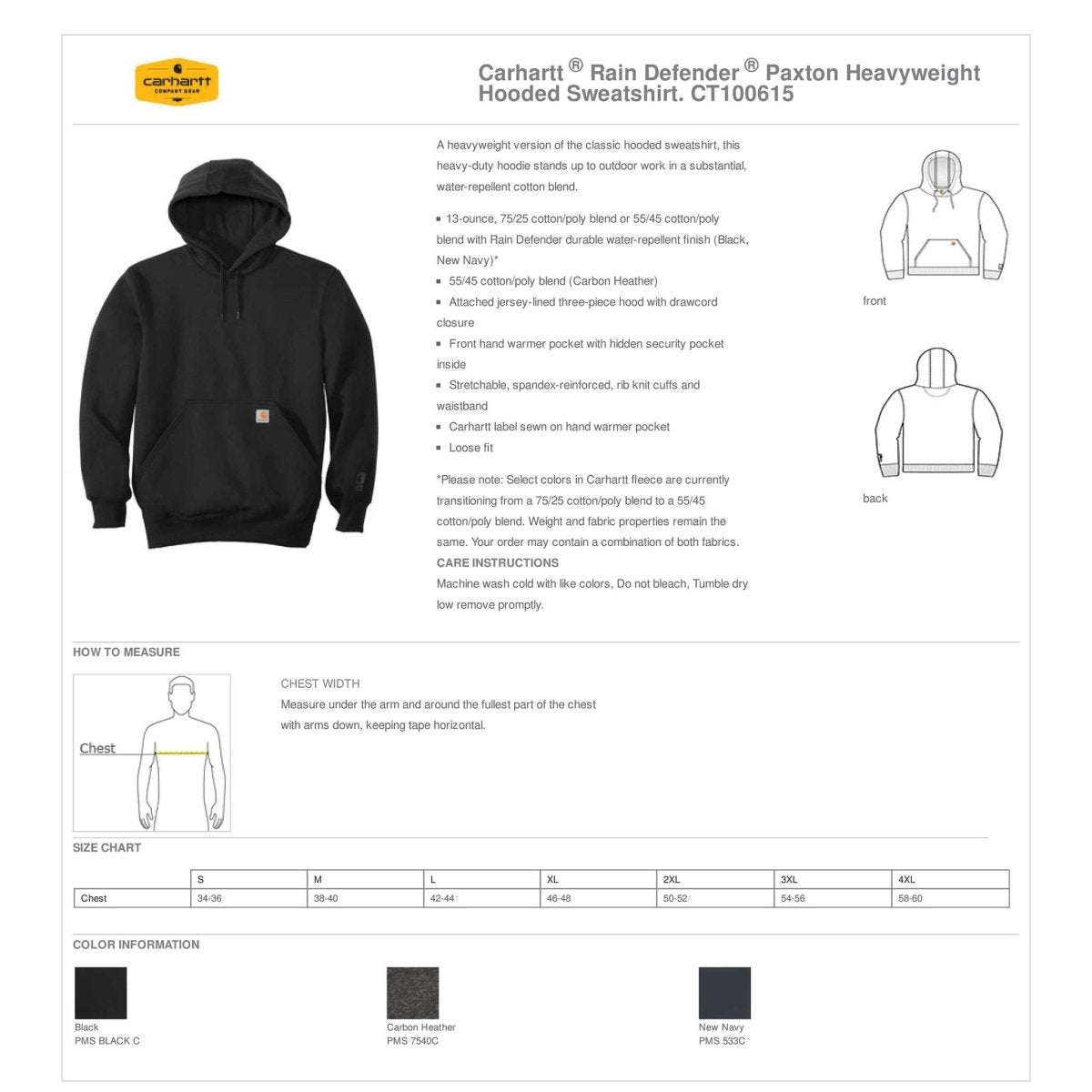 Carhartt Paxton Rain Defender Hoodie Sweatshirt - Western Skies Design Company