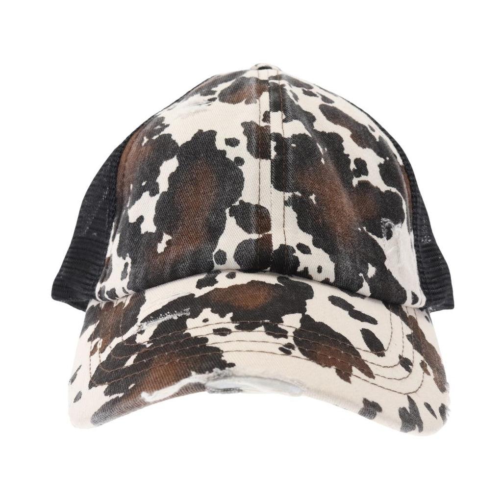 CC Beanie Ladies Leopard Crisscross High Ponytail Hat
