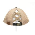 CC Beanie Distressed Camo Crisscross High Ponytail Cap - Western Skies Design Company