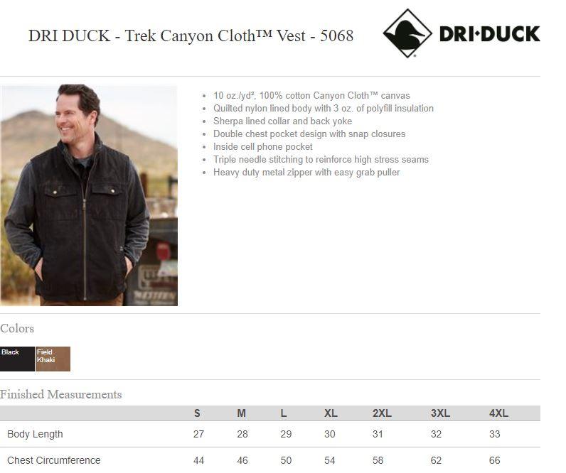 Dri Duck Trek Canyon Vest - Western Skies Design Company
