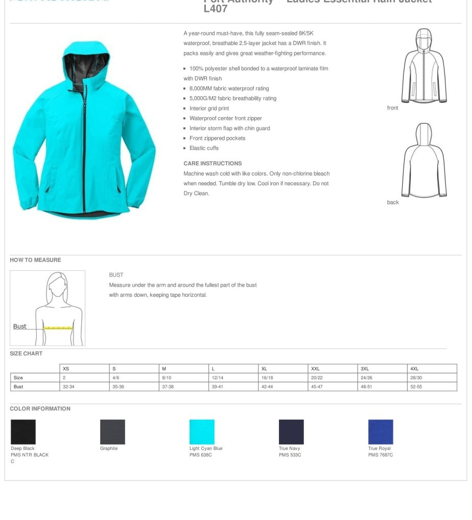 Port Authority® Women's Essential Rain Jacket - Western Skies Design Company